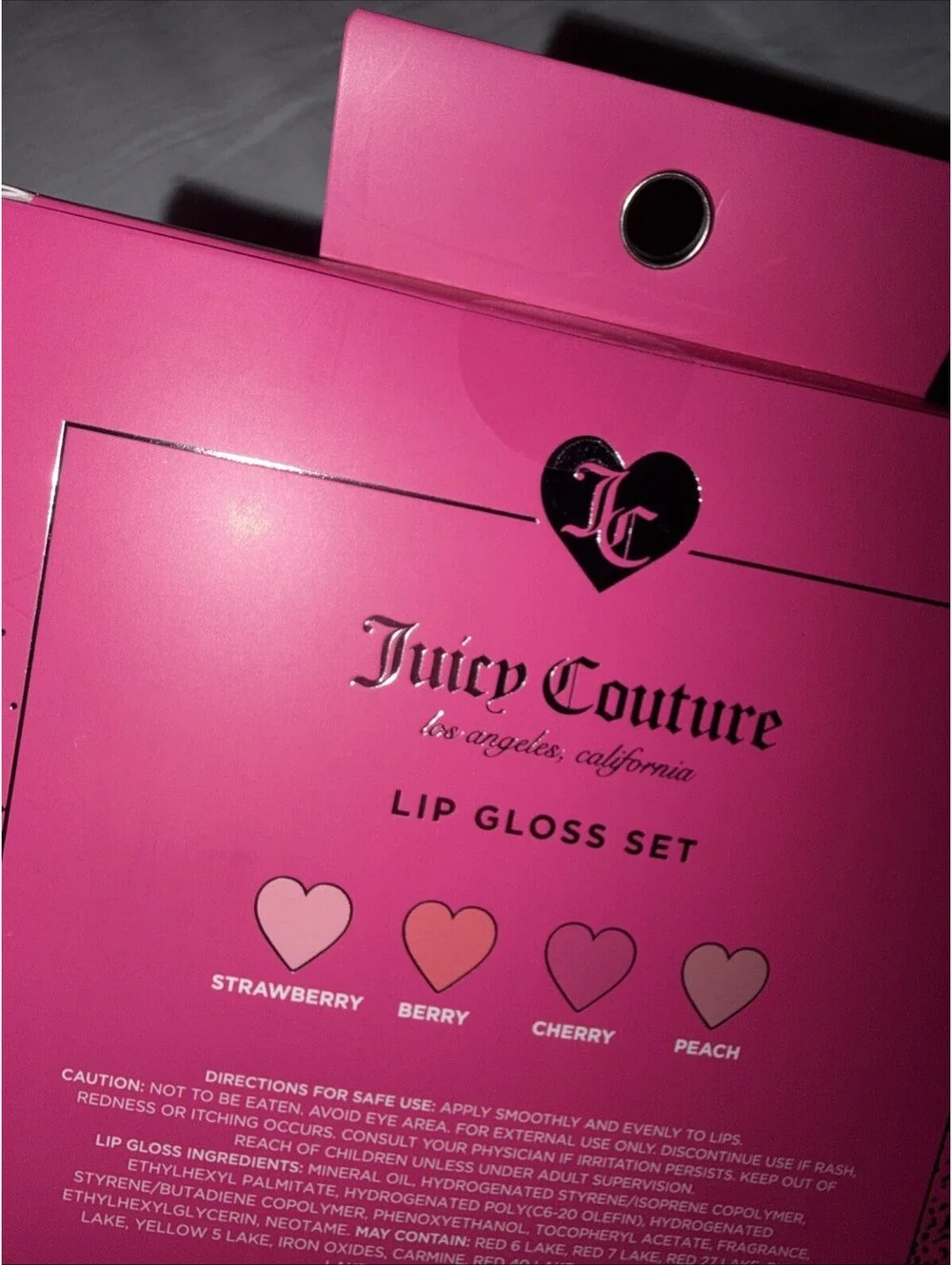 Juicy Couture 4-Piece Lip Gloss Set - Strawberry Berry Cherry Peach 0.56 oz